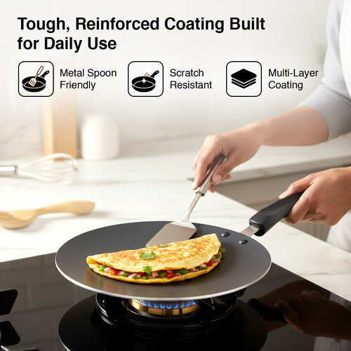 Prestige Omega Select Plus Non-stick Concave Tawa, 28cm (Black)