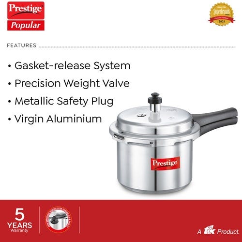 Prestige Popular 3 L, 2 L Outer Lid Pressure Cooker (Aluminium)