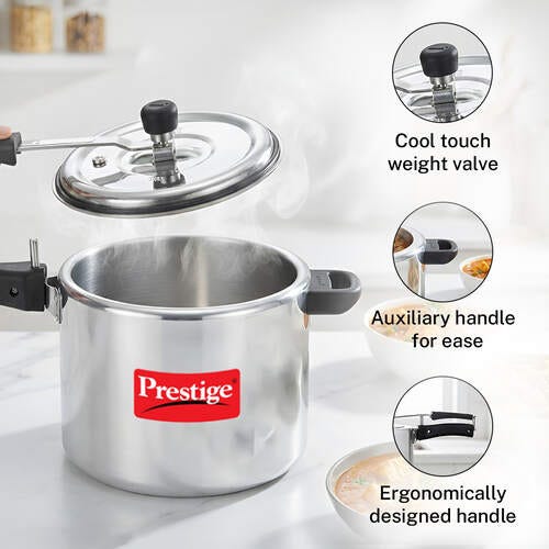 Prestige Nakshatra Plus Svachh Aluminium Inner Lid Pressure Cooker with Unique Deep Lid for Spillage Control, 10 Litre, Silver
