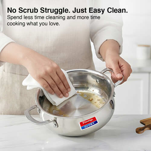 Prestige Glory Stainless Steel Cookware Handi 18 Cm /3.0 L With Glass Lid