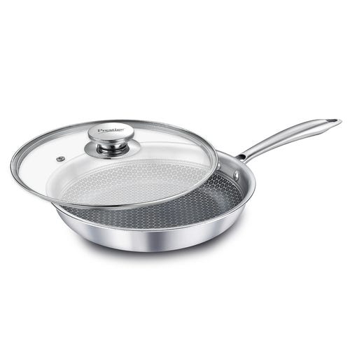 Prestige TRIPLY HexaMagic Fry Pan 20cm/1.0L | Durable Honeycomb Non-Stick Structure | Low Oil Consumption | Metal Spoon Friendly | Gas & Induction Compatible | 15Y Product & 3Y Coating Warranty| ISI