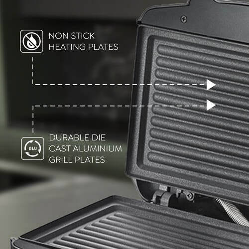 Prestige PGMFD 800 Watt Grill Sandwich Toaster | Non-Stick Grill Plates | Heat Resistant Bakelite Body | Auto Cut Off | Power & Ready Indicators | Easy to Clean | Black | 1Y Warranty | ISI Certified