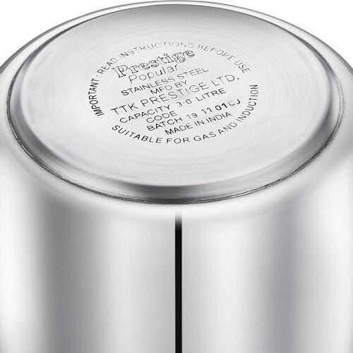 Prestige Popular Stainless Steel Pressure Cooker Combi Packs 3 + 2 Litre with 1 Outer Lid