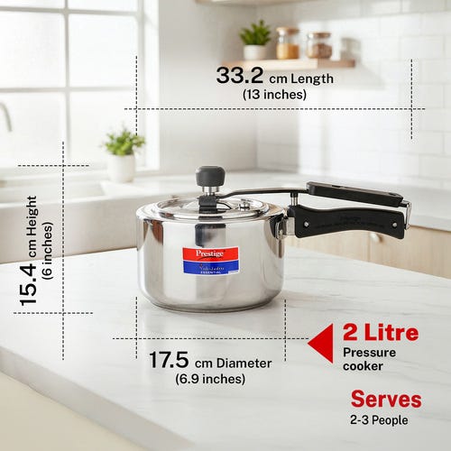 Prestige Nakshatra Essential Svachh Stainless Steel Pressure Cooker 2.0 L