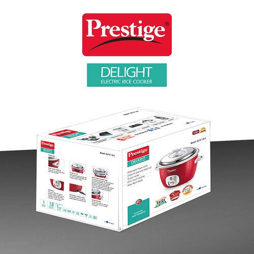 Prestige Cute Rice Cooker with Close Fit Stainless Steel Lid (Red)