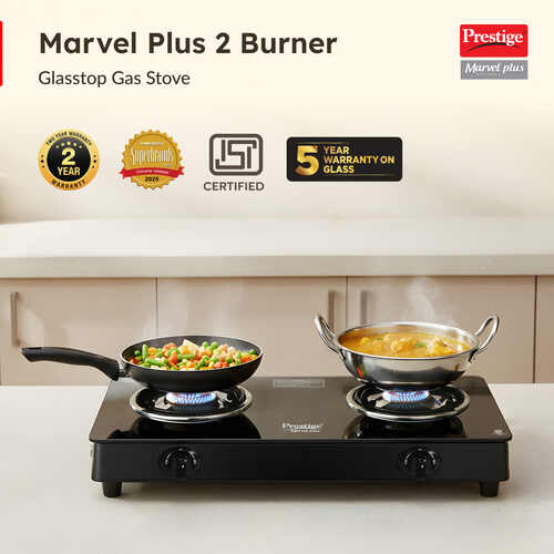Prestige Marvel Plus Toughened Glass Top Gas Stove (2 Burners) - GTM 02-Black