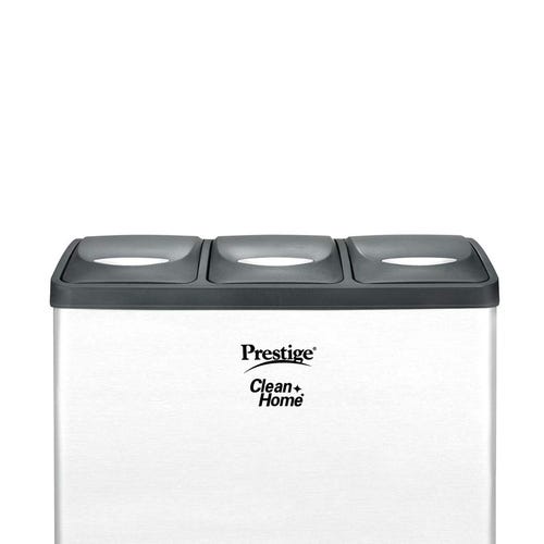 Prestige CleanHome PFBT Flip Bin (Triple) with Lid, 24L (Silver)