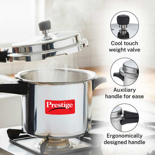 Prestige Popular Virgin Aluminium Precision Weight Valve Pressure Cooker, 10 L (Silver)