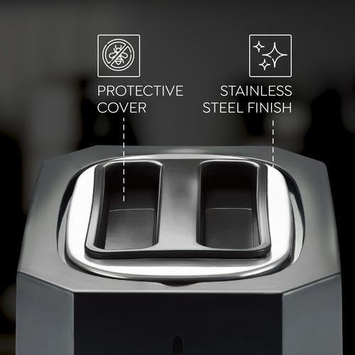 Prestige Slice Pop-up Toaster 750W | Elegant Stainless Steel Finish | Cancel Function & High Lift Lever | Black & Silver