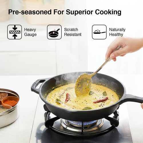 Prestige Cast Iron Scratch Resistant Round Base Fry Pan, 20cm (Black)
