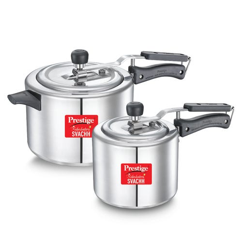Prestige Svachh Nakshatra Plus Aluminium Pressure Cooker Combo, 5 + 3 Litres