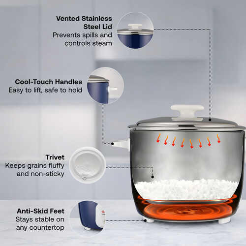 Prestige Electric Rice Cooker - Cute 1.8-2 SS (1.8 L Open Type, with Stainless Steel Cooking Pan - 2 Unit)