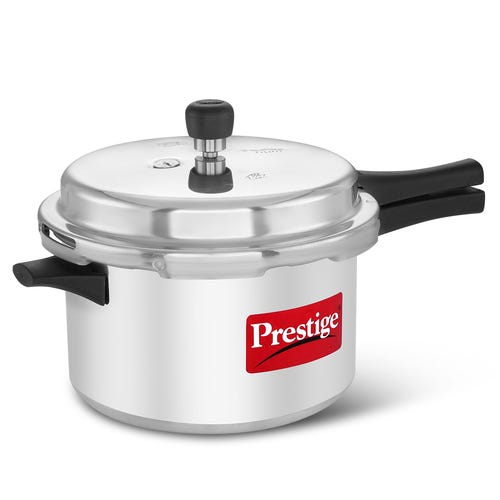 Prestige Popular Virgin Aluminium Precision Weight Valve Pressure Cooker, 5.5 L (Silver)
