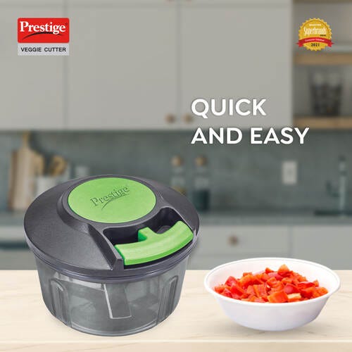 Prestige PVC 8.0 Veggie Cutter with 3 Stainless Steel Blades (Jumbo Bowl) (Black)