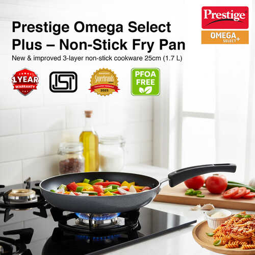 Prestige Omega Select Plus Teflon Non-stick Coated Fry Pan 25cm (Black)