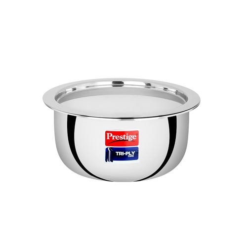 Prestige Tri-ply Stainless Steel Induction Base Tope with Lid, (Silver) 16 cm