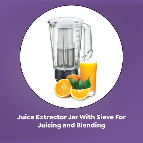 Prestige 750 Watts Zenith Blender Mixer Grinder with 3 Jars (2 Stainless Steel Jars + 1 Jucier Jar)| Flow Breaker Design| Juicer Extractor Jar| Compact Design| Purple