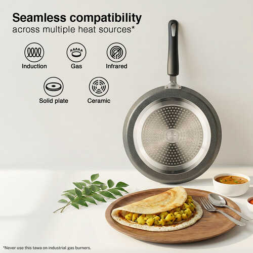 Prestige Non-stick Dosa Tawa 27.5cm | OSP IB | Gas & Induction Compatible | PFOA Free | Metal Spoon Friendly | Sturdy Handle | 1Y Warranty | ISI Certified