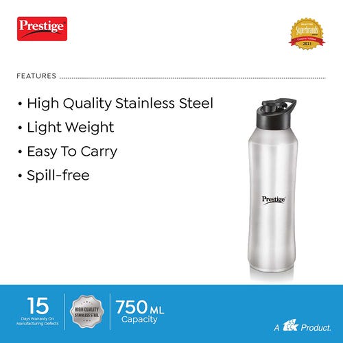 Prestige Single Walled Water Bottle PSSB 01 SS - 750 ML
