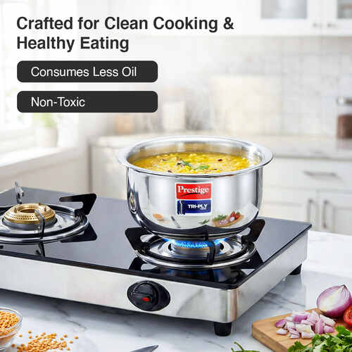Prestige 6-Piece Tri-Ply Stainless Steel Tope Set| Gas & Induction Compatible| Even Heat Distribution| Strong and Durable| 5 Years Warranty