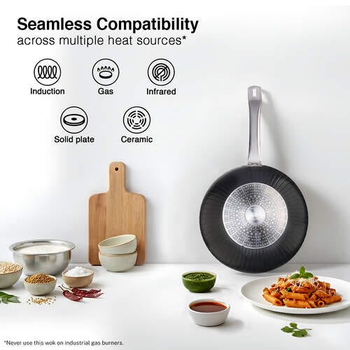 Prestige Durastone Hard Anodised 6 Layer Non-Stick Wok, (28 cm, 3.5 Litre) (Black)