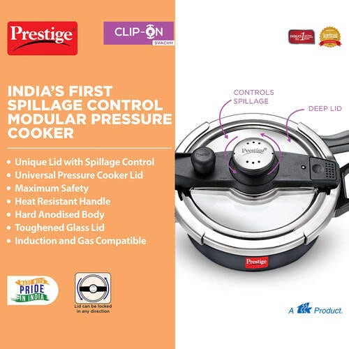 Prestige Clip-on Svachh Hard Anodised Spillage Control Pressure Cooker