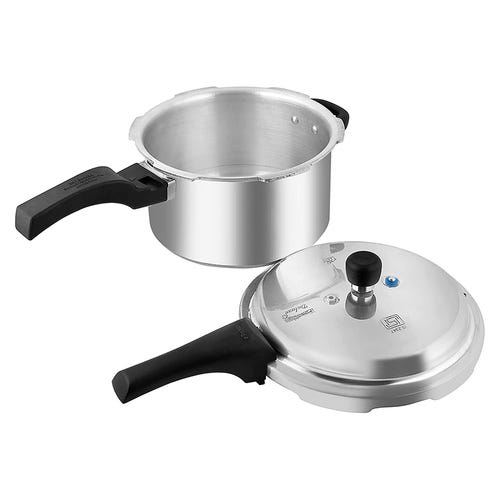 Prestige Deluxe Plus Gas and Induction Compatible Aluminium Pressure Cooker, 5 Litres, Silver