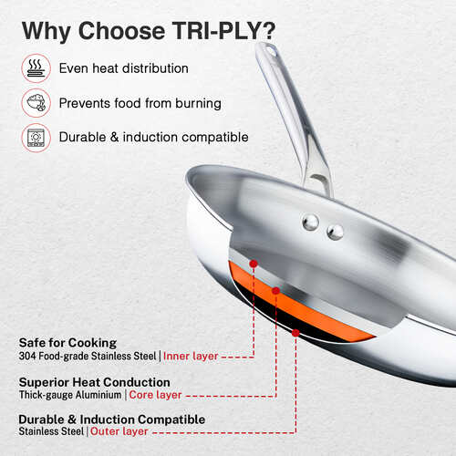 Prestige Tri Ply Splendid Fry Pan With SS Lid