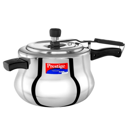 Prestige Nakshatra Alpha Svachh Stainless Steel Spillage Control Handi Pressure Cooker (Silver) 5.5 L and above