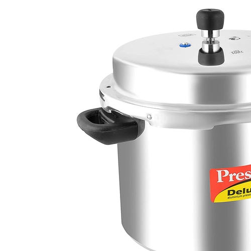 Prestige Deluxe Plus Gas and Induction Compatible Aluminium Pressure Cooker, 10 Litres, Silver