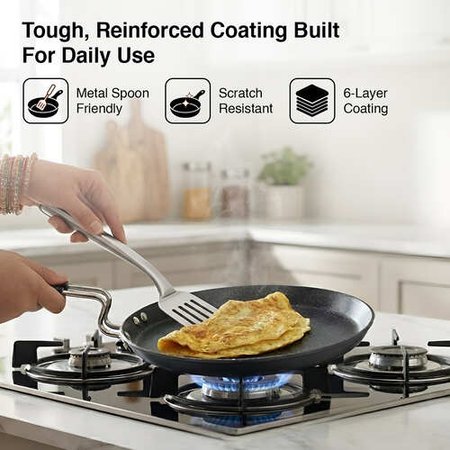 Prestige Durastone Hard Anodised 6 Layer Non-Stick Omni Tawa, 25 cm (Black)