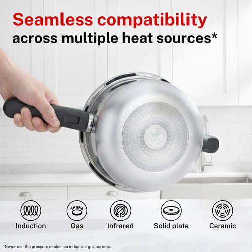 Prestige Svachh Aluminium Anti Bulge Induction Base Senior Deep Pan Pressure Cooker, 5 L (Silver)