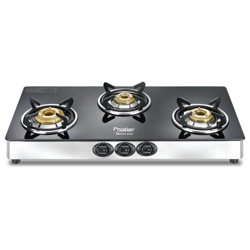 Prestige Marvel Plus GTM 03L SS Manual Stainless steel 3 Burners Gas Stove, Black
