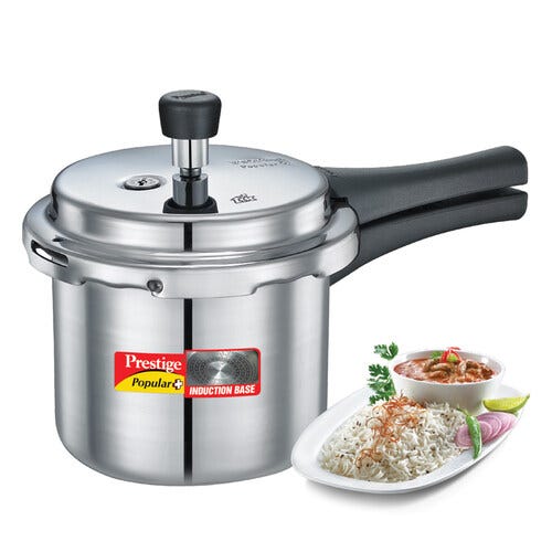 Prestige Popular Plus Virgin Aluminium Induction Base Pressure Cooker, (Silver)