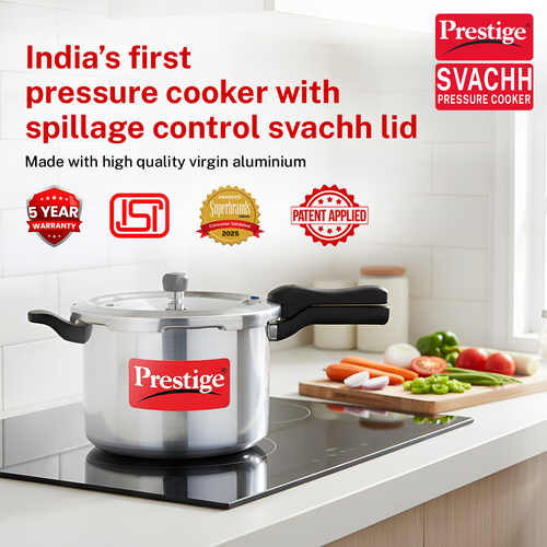 Prestige Svachh Aluminium Anti Bulge Gas and Induction Compatible Pressure Cooker, 7.5 L (Silver)