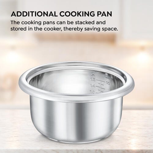 Prestige Cute 1.0-2 SS 400W Electric Rice Cooker|Stainless Steel Cooking Pan 2U|Can Cook|Cool Touch Handles|Blue and Silver|1 Year Warranty On Product And 5 Years Warranty On Heating Plate