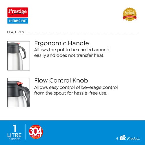 Prestige Thermo-Pot Stainless Steel Coffee & Tea Flask (PSCF 1L)