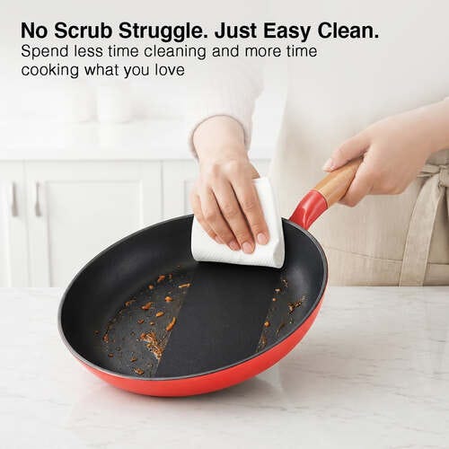 Prestige Castlite Enamel Coated Cast Iron Fry Pan 24cm/1.4L | Lightweight, High Heat Retention | Gas & Induction Compatible | Low-Oil Cooking | Stay-Cool Wooden Handle | Easy Clean | 15Y Warranty