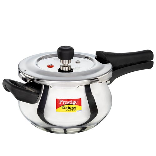 Prestige Deluxe Alpha Svachh Stainless Steel Spillage Control Handi Pressure Cooker (Silver)