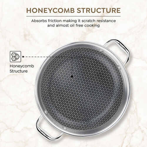 Prestige TRIPLY HexaMagic Kadai | Durable Honeycomb Non-Stick Structure | Low Oil Consumption | Metal Spoon Friendly | Gas & Induction Compatible | 15Y Product & 3Y Coating Warranty| ISI
