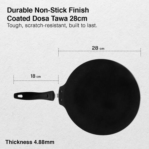 Prestige Omega Deluxe Induction Base Non-Stick Aluminium Flat Dosa Tawa, 28 cm, Red