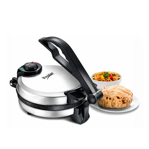 Prestige PRM 3.0 900-Watt Plain Plate Roti Maker (Silver) | Non-Stick Coating