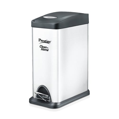 Prestige CleanHome PFBS Single Flip Bin with Plastic Lid, 8 L (Silver)