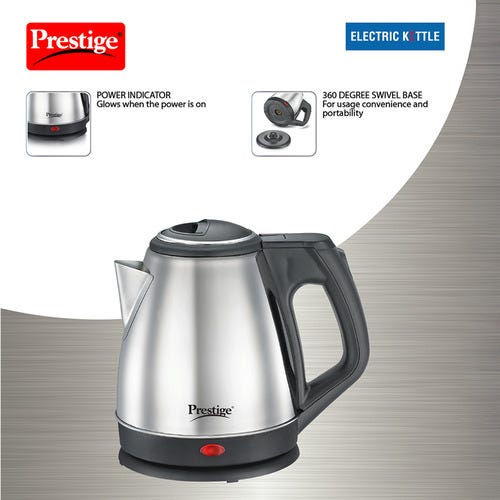 Prestige PKCS Stainless Steel Electric Kettle 1350W, 1.2L (Silver)