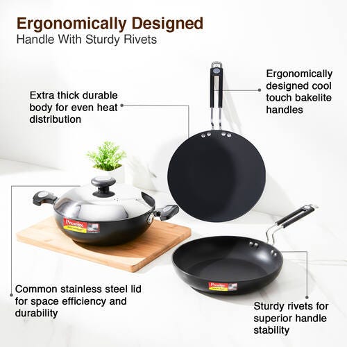Prestige Hard Anodised Plus Induction Base 3 Pc Cookware Set