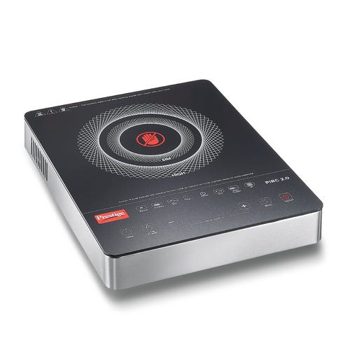 Prestige PIRC 2.0 2000 Watts Infrared Dual Heating Zone Cooktop |High Voltage Surge Protection| Dual Heat Mode| Radiant Heating Technology| Feather Touch Buttons| Stainless Steel| Portable