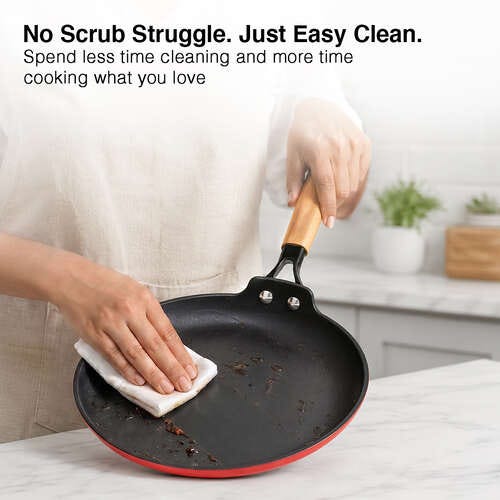 Prestige Castlite Enamel Coated Lightweight Cast Iron Omni Tawa 28cm | High Heat Retention, Rust-Proof | Gas & Induction Compatible | Low-Oil Cooking | Stay-Cool Handle | Easy Clean | 15Y Warranty