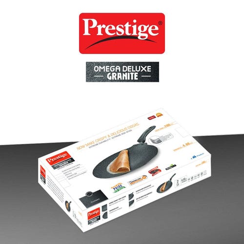 Prestige Omega Deluxe Granite-finish Coated Aluminium Non-Stick Dosa Tawa (Black)