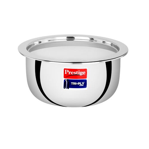 Prestige 24cm/5L Tri-Ply Stainless Steel Tope with Lid|Gas and Induction Compatible| Even Heat Distribution|Strong and Durable| 5 Years Warranty