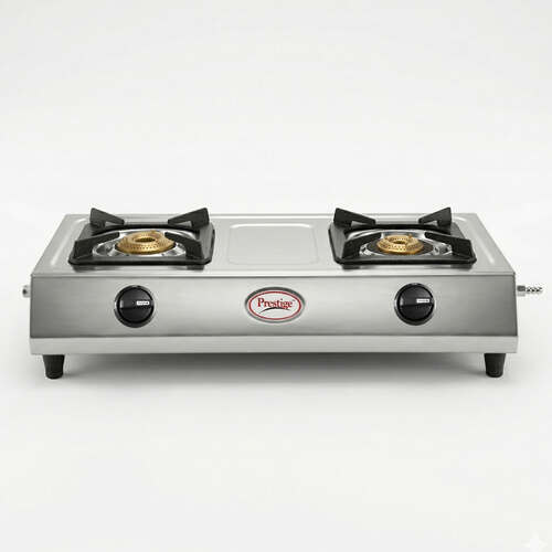 Prestige Agni Manual Stainless steel 2 Burners Gas Stove, Silver